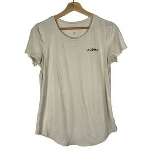 Lululemon Off White Aloha Love Crew Short Sleeve Athletic T-Shirt 6
